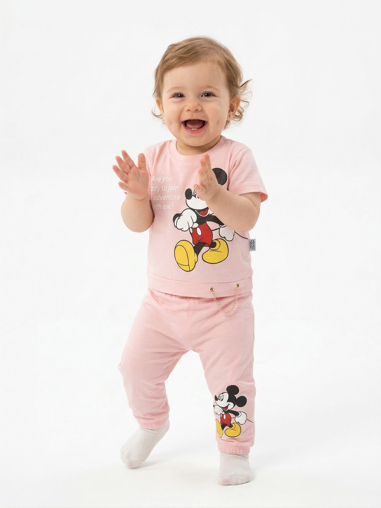 PEMBE LASTİKLİ PAÇA, PAMUKLU, YAZLIK, GÜNLÜK, KIZ ÇOCUK & BEBEK  ALT ÜST TAKIM