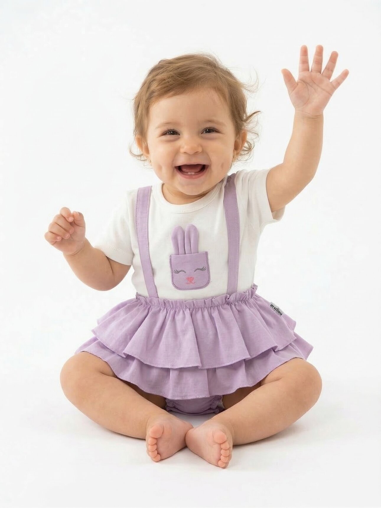 Pamuk Tavşan Desenli Kız Bebek 2li Takım