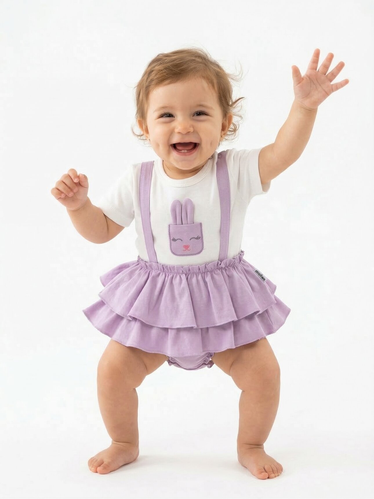 Pamuk Tavşan Desenli Kız Bebek 2li Takım