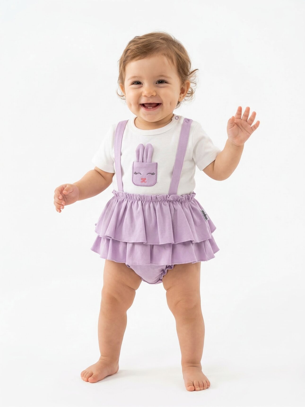 Pamuk Tavşan Desenli Kız Bebek 2li Takım