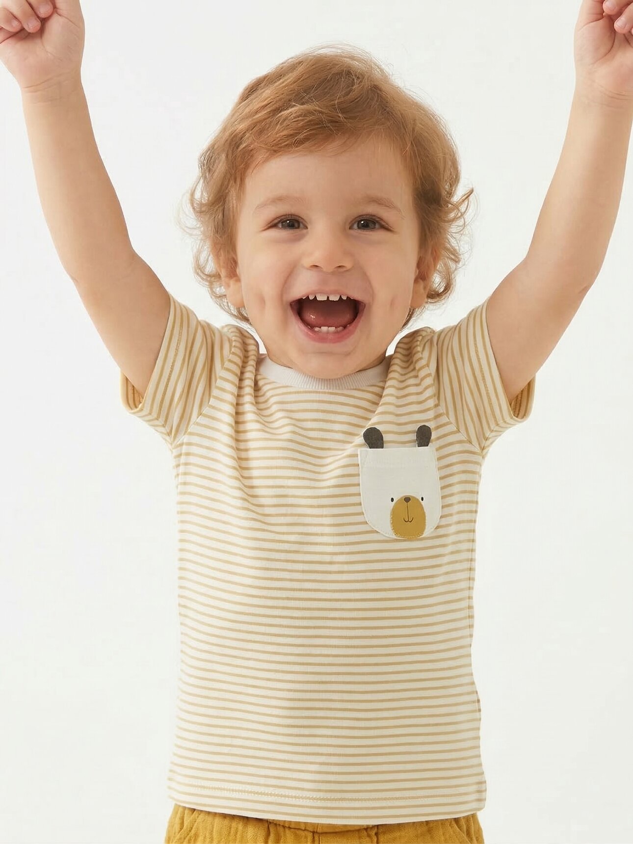 Pamuklu Sevimli Ayıcık Cep Detaylı Organik Müslin Şortlu Erkek Bebek 2li Şortlu Takım