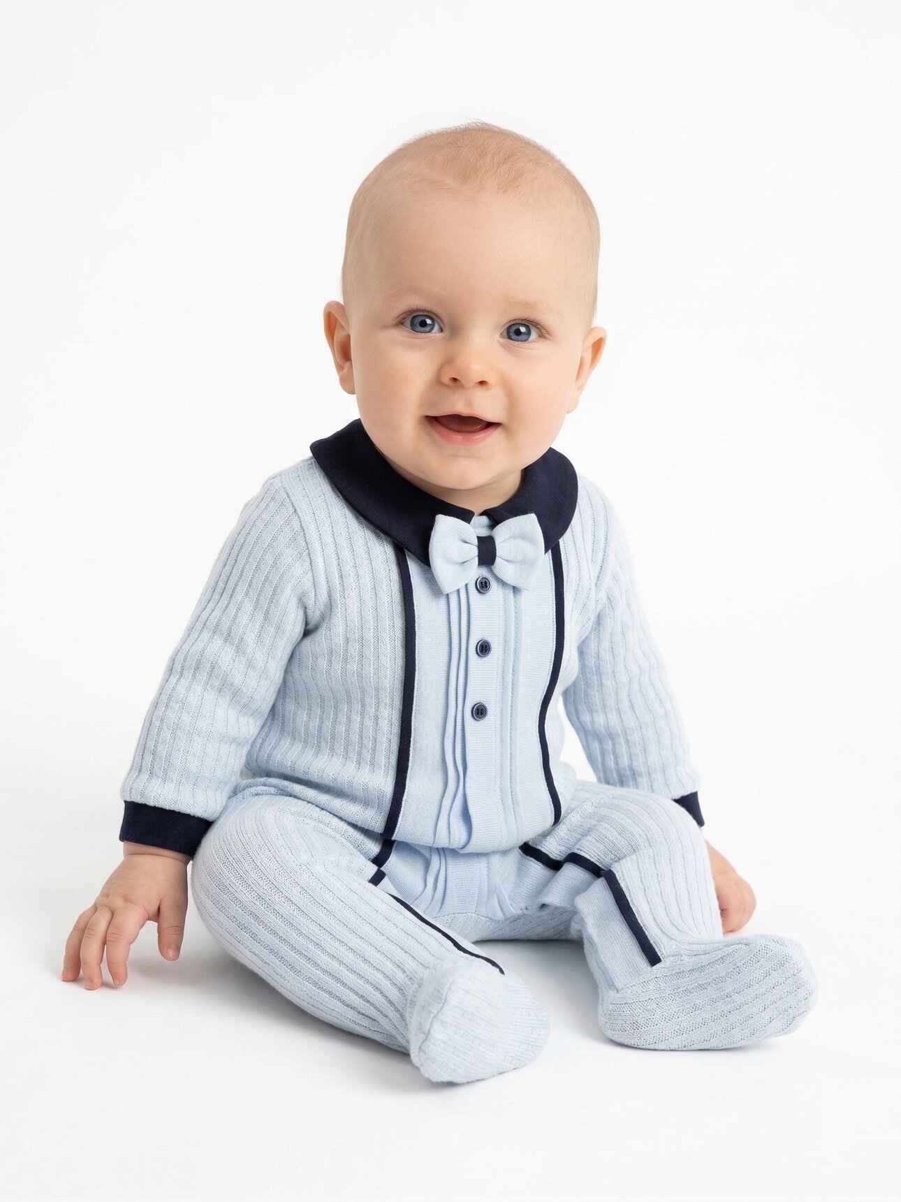 Pamuklu Papyon Detaylı Özel Koleksiyon Erkek Bebek Tulum