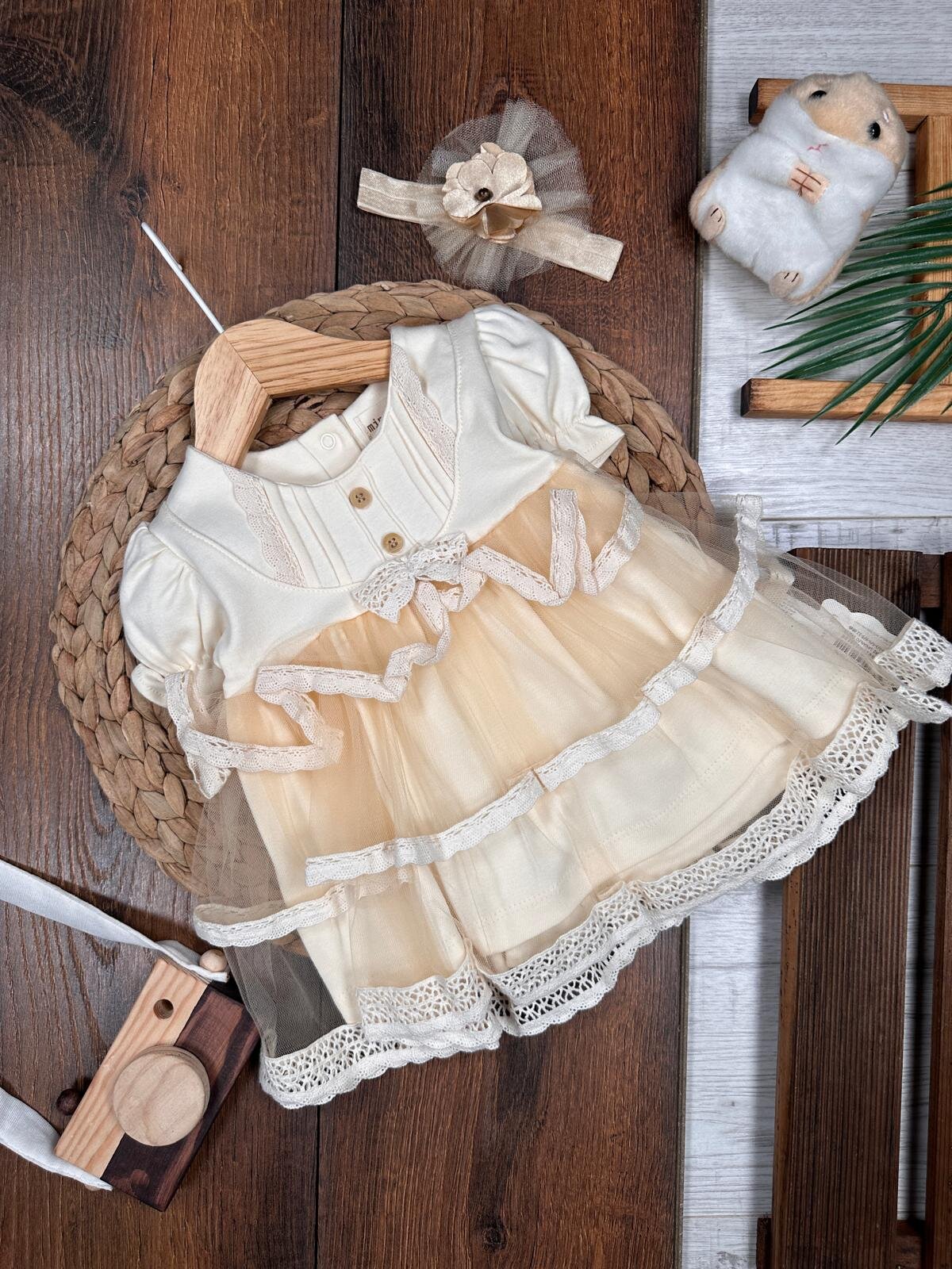 Organik Dantel Detaylı Kız Bebek 2li Takım