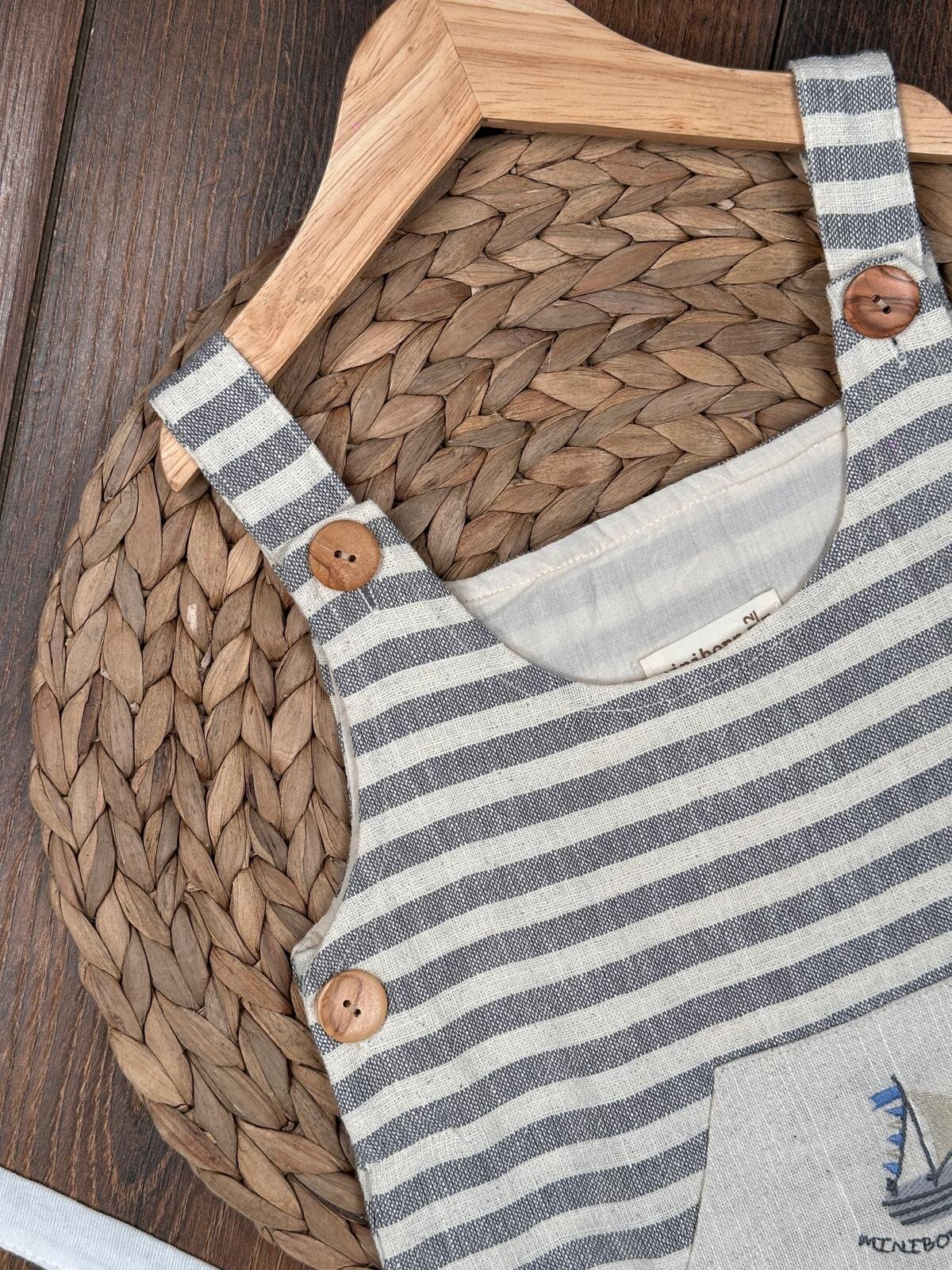 Pamuklu Gemi Detaylı Erkek Bebek Salopet