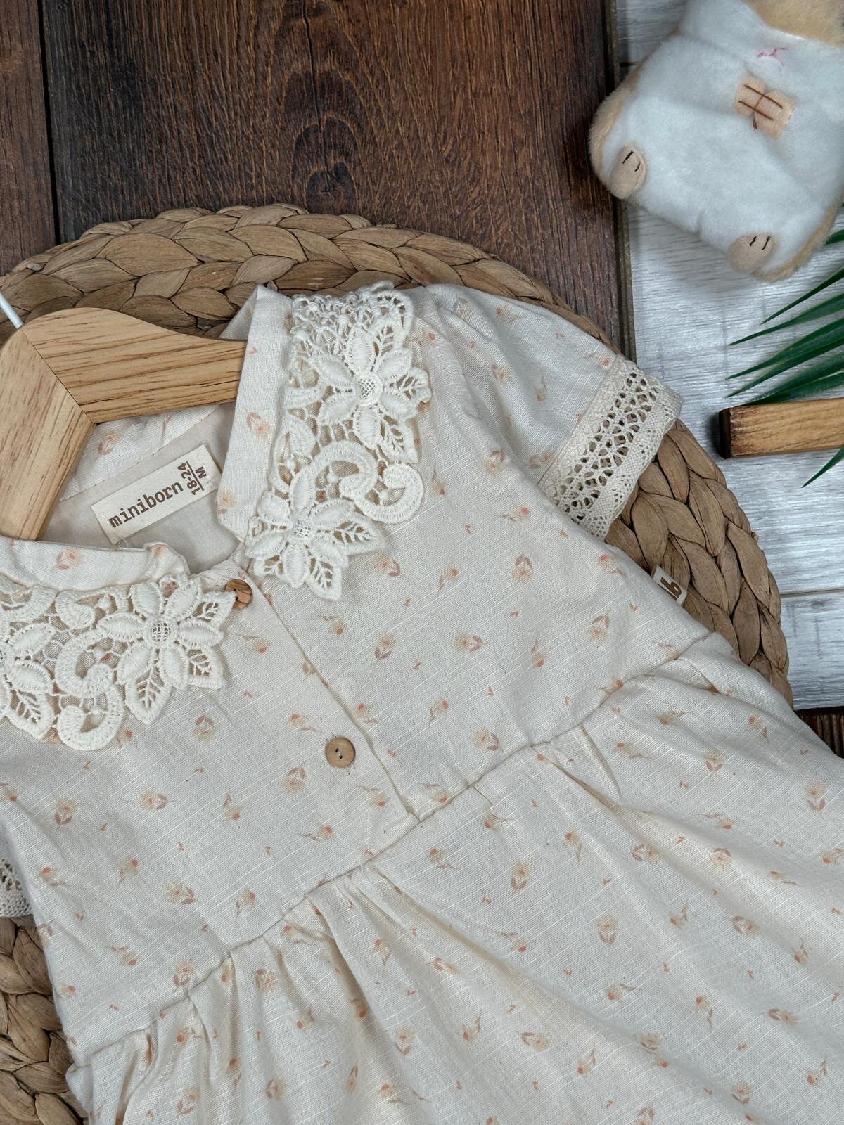 Organik Dantel Detaylı Kız Bebek Elbise