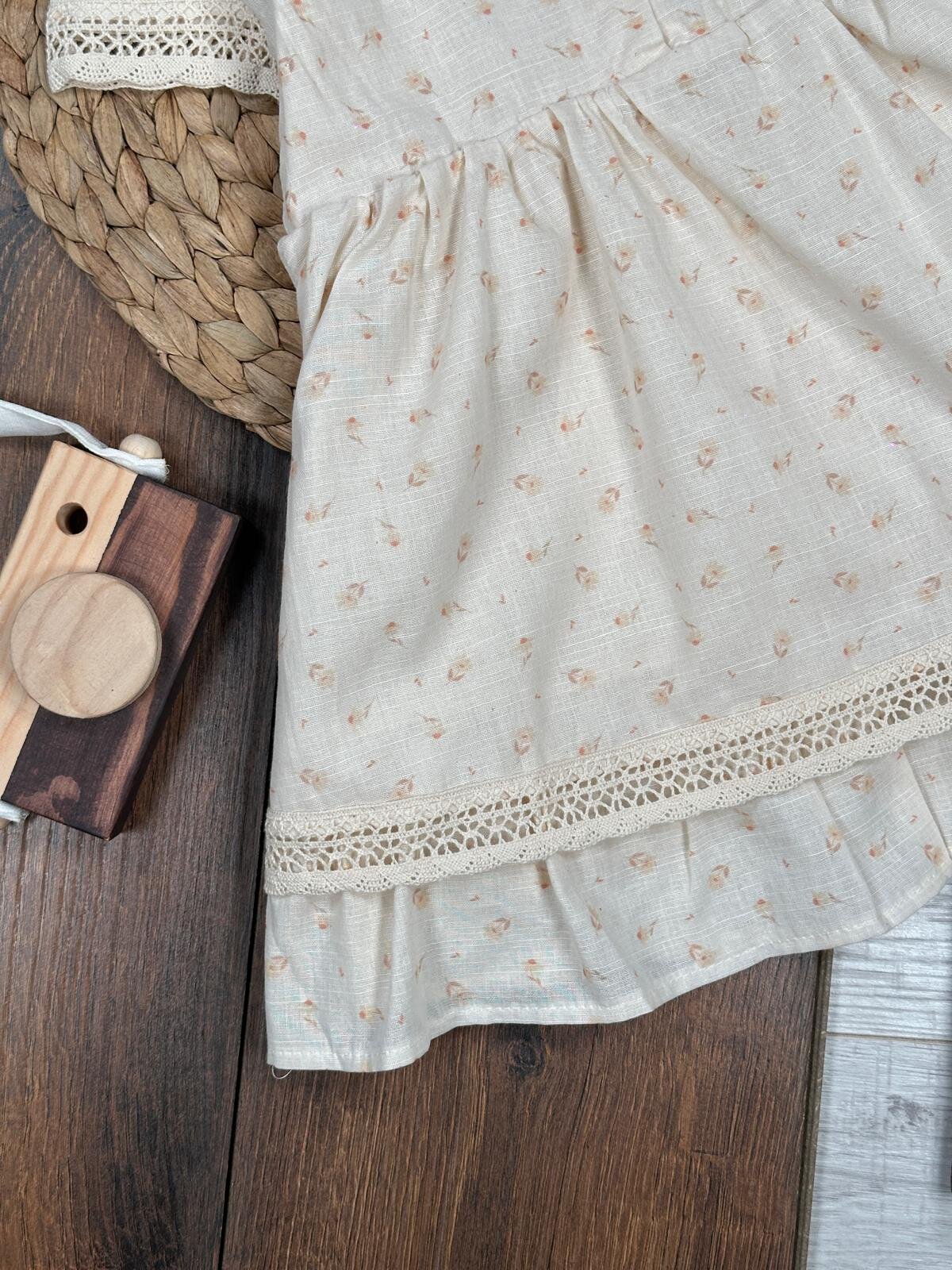 Organik Dantel Detaylı Kız Bebek Elbise