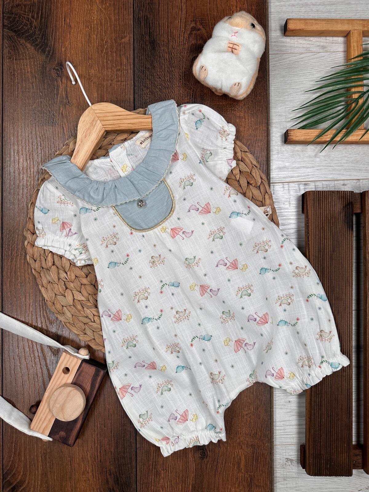 Pamuklu Fırfırlı Kız Bebek Tulum