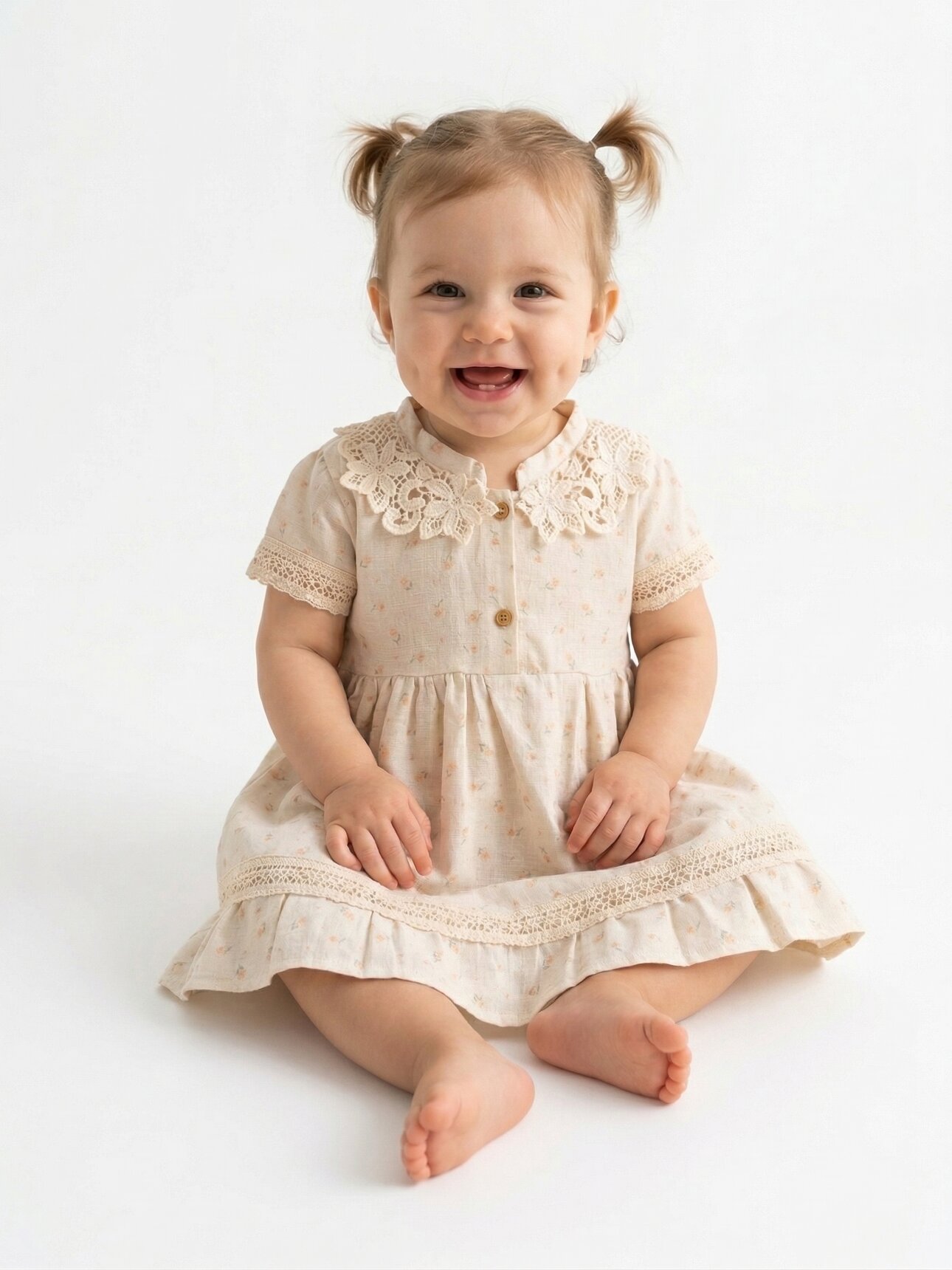 Organik Dantel Detaylı Kız Bebek Elbise