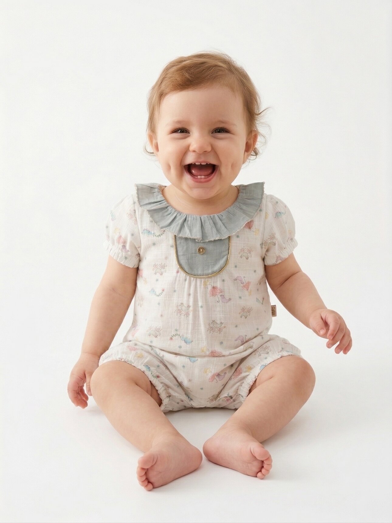 Pamuklu Fırfırlı Kız Bebek Tulum