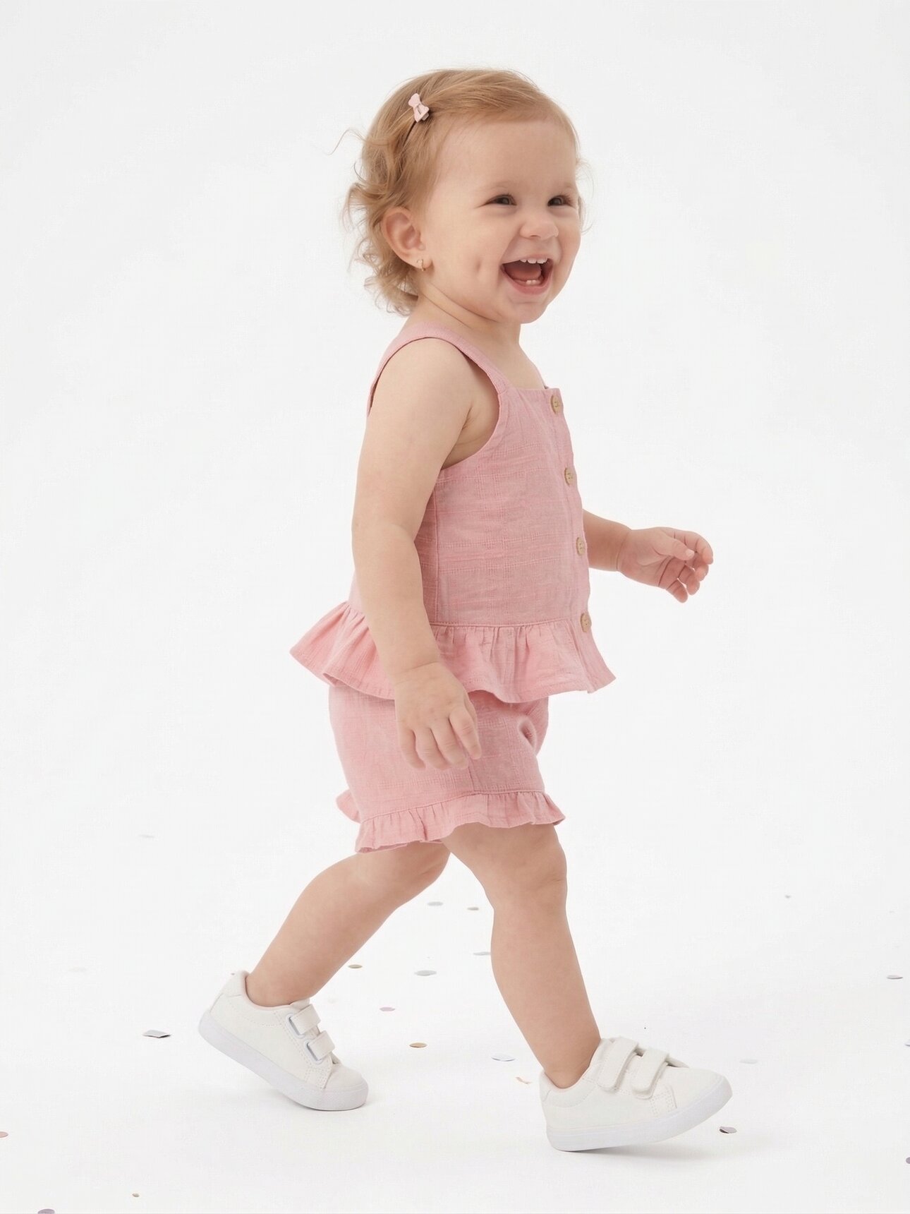 Pamuklu Fırfırlı Kız Bebek 2li Takım