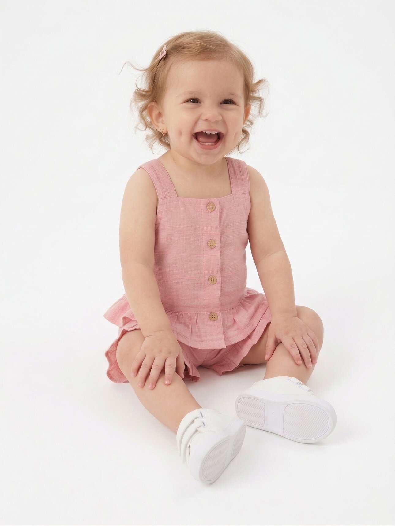 Pamuklu Fırfırlı Kız Bebek 2li Takım