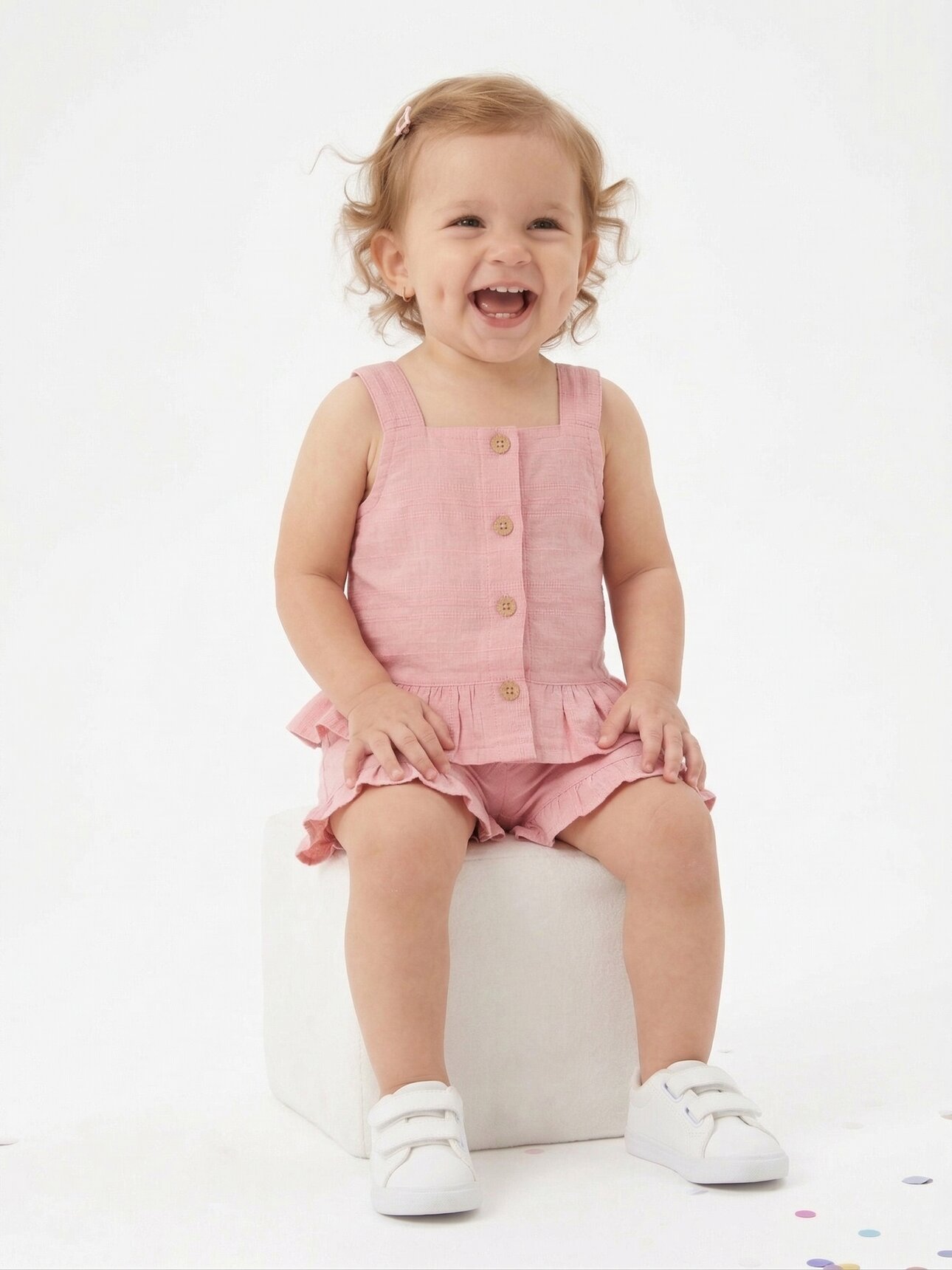 Pamuklu Fırfırlı Kız Bebek 2li Takım