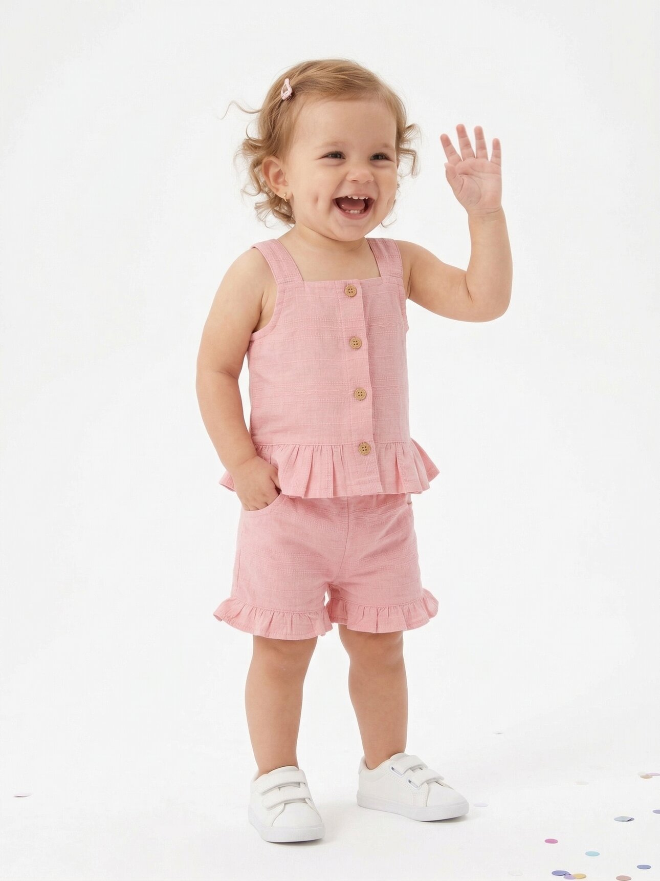 Pamuklu Fırfırlı Kız Bebek 2li Takım