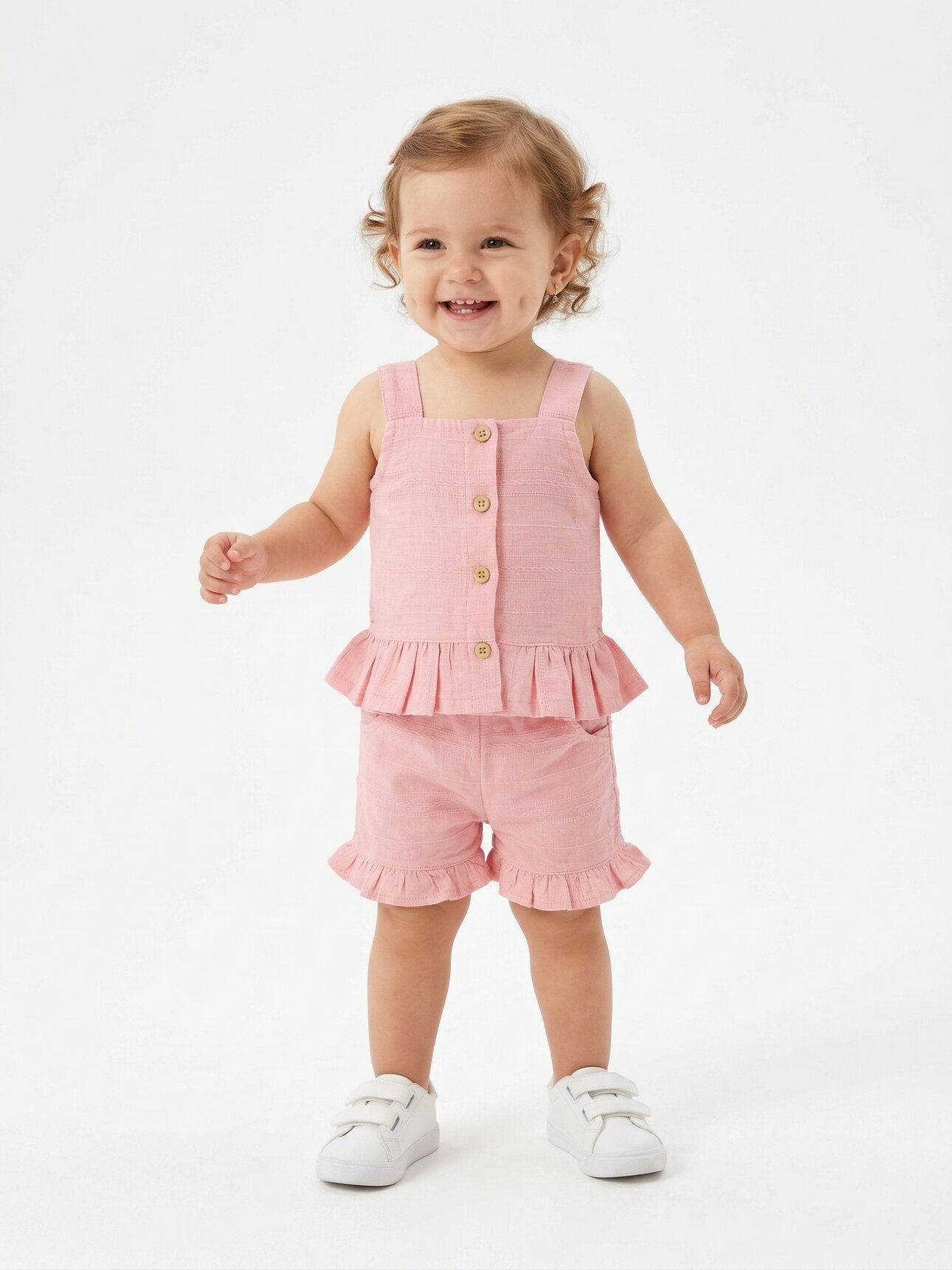 Pamuklu Fırfırlı Kız Bebek 2li Takım