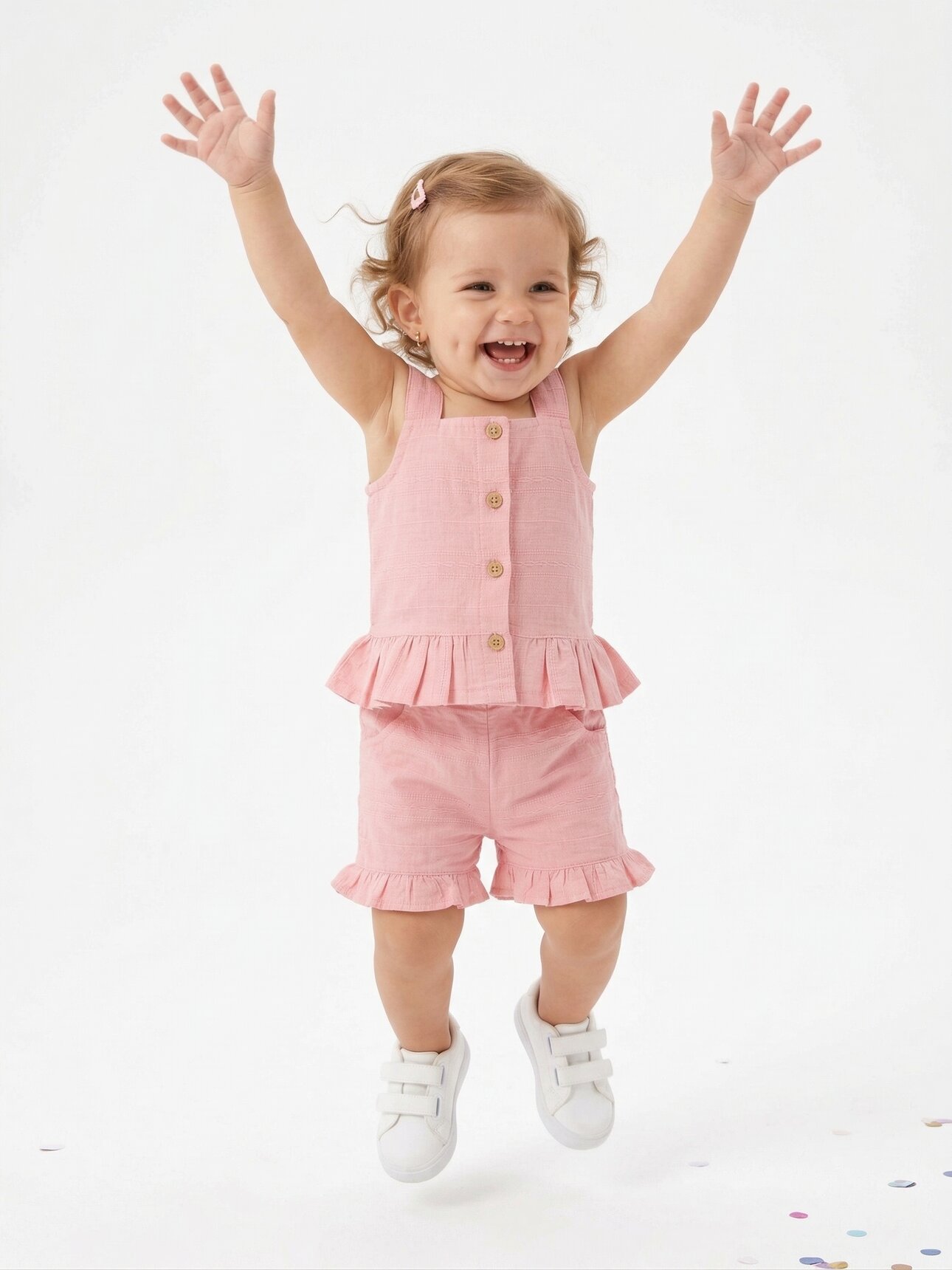 Pamuklu Fırfırlı Kız Bebek 2li Takım