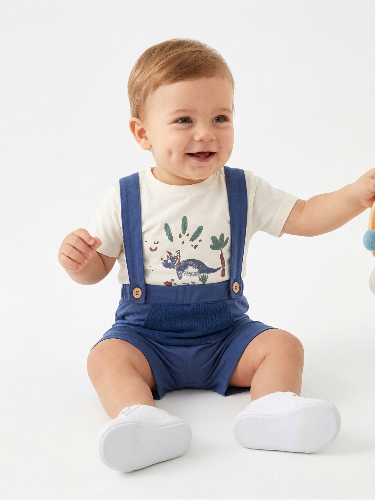 Yüksek Kalite Pamuklu Salopet Kanguru Cepli Çıtçıtlı Düğmeli 2li Erkek Bebek Takım