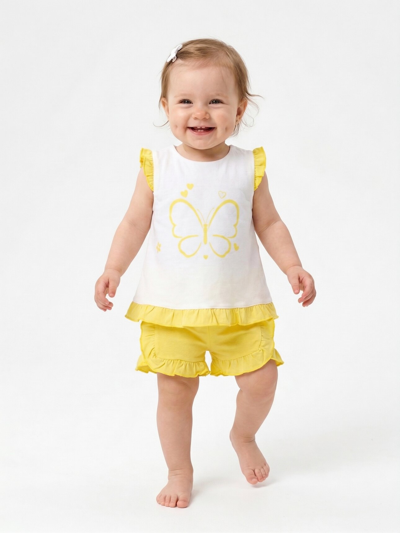 Pamuklu Kelebek Detaylı Kız Bebek 2li Takım