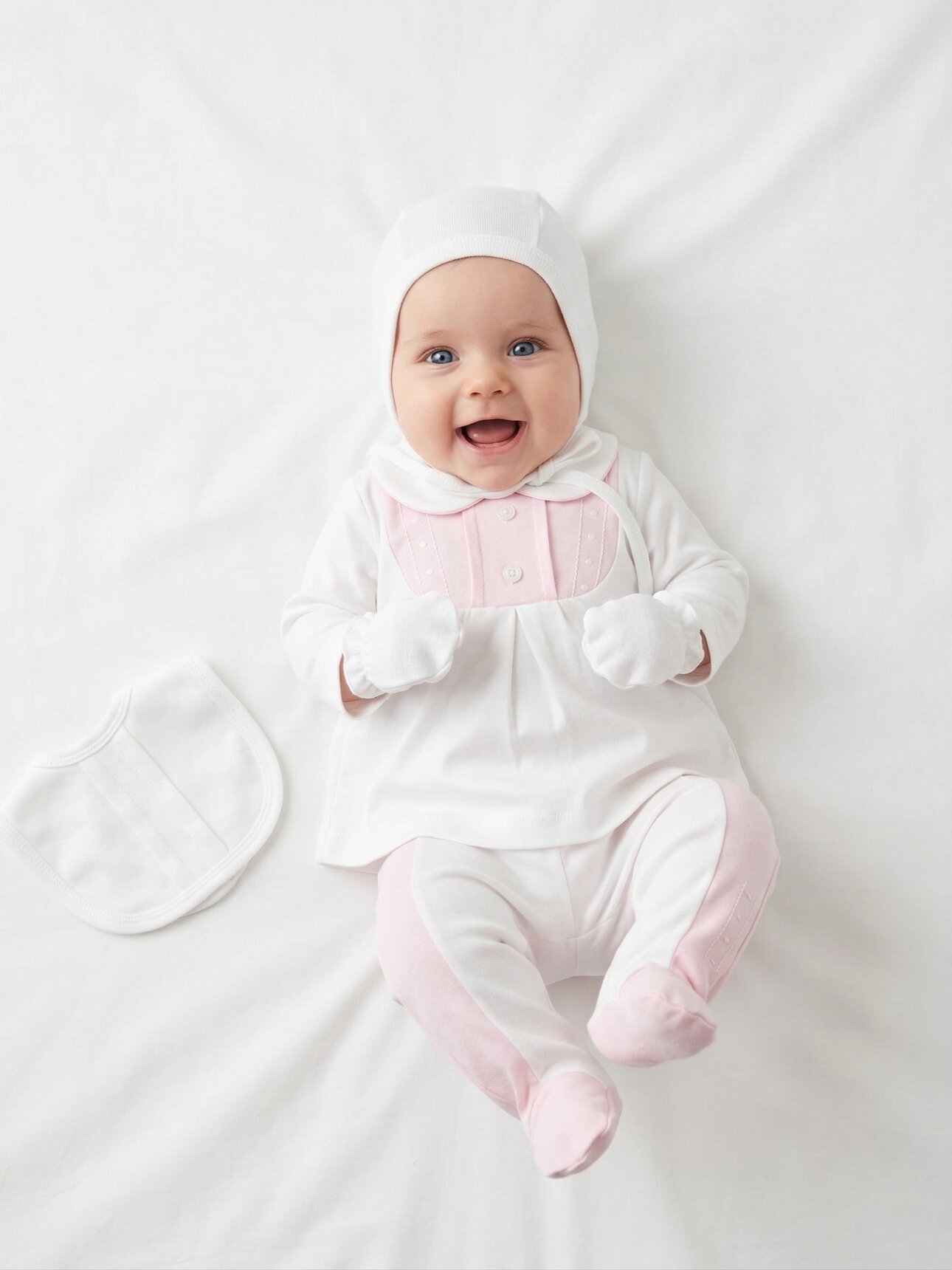 Pamuklu Bebe Yaka Sırtı Boydan Çıtçıtlı Kız Bebek 5li Hastane Çıkışı