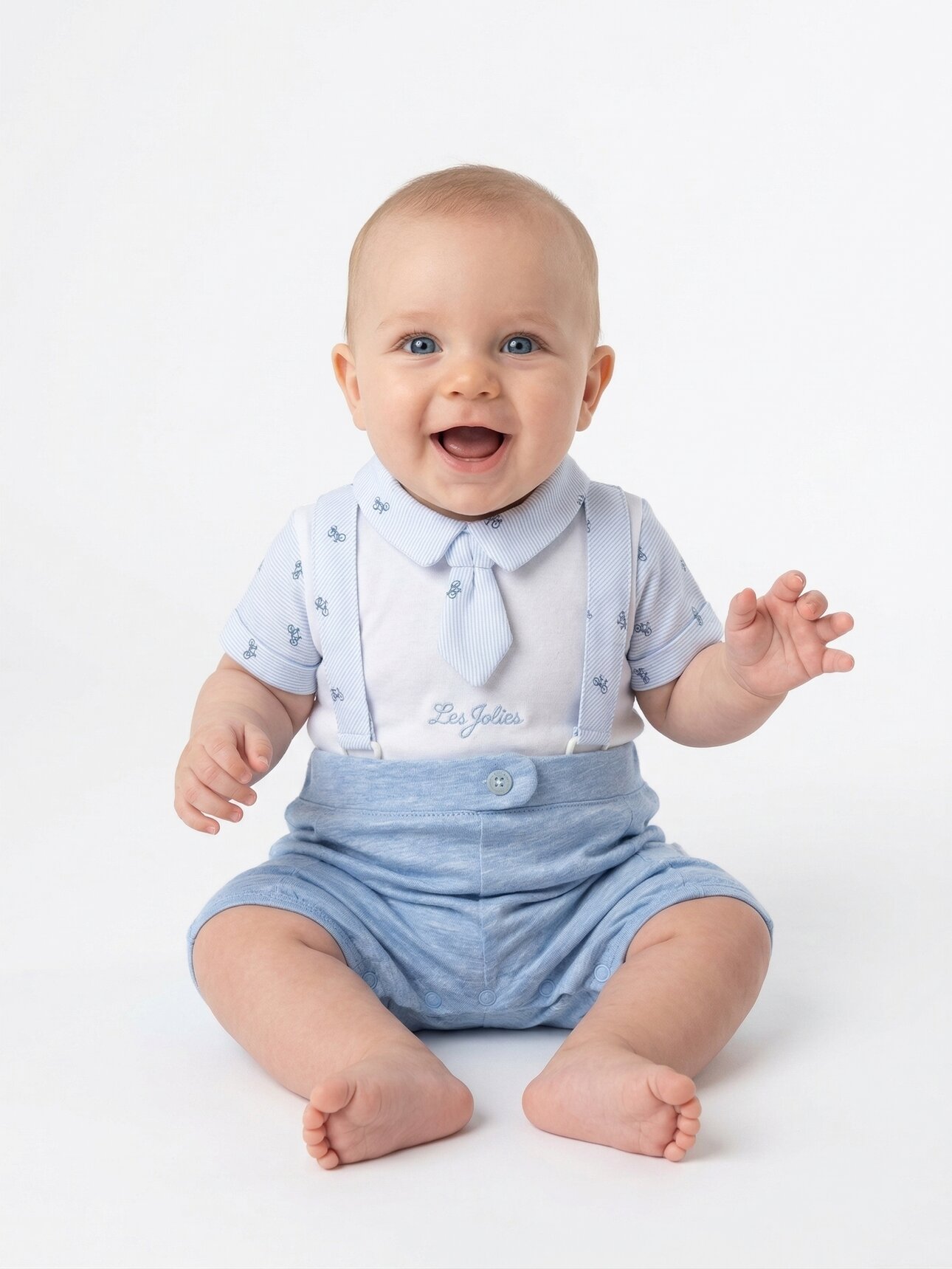 Yazlık Organik Yenidoğan Omuzdan Çıtçıtlı Salopet %100 Pamuk Erkek Bebek Şortlu Tulum