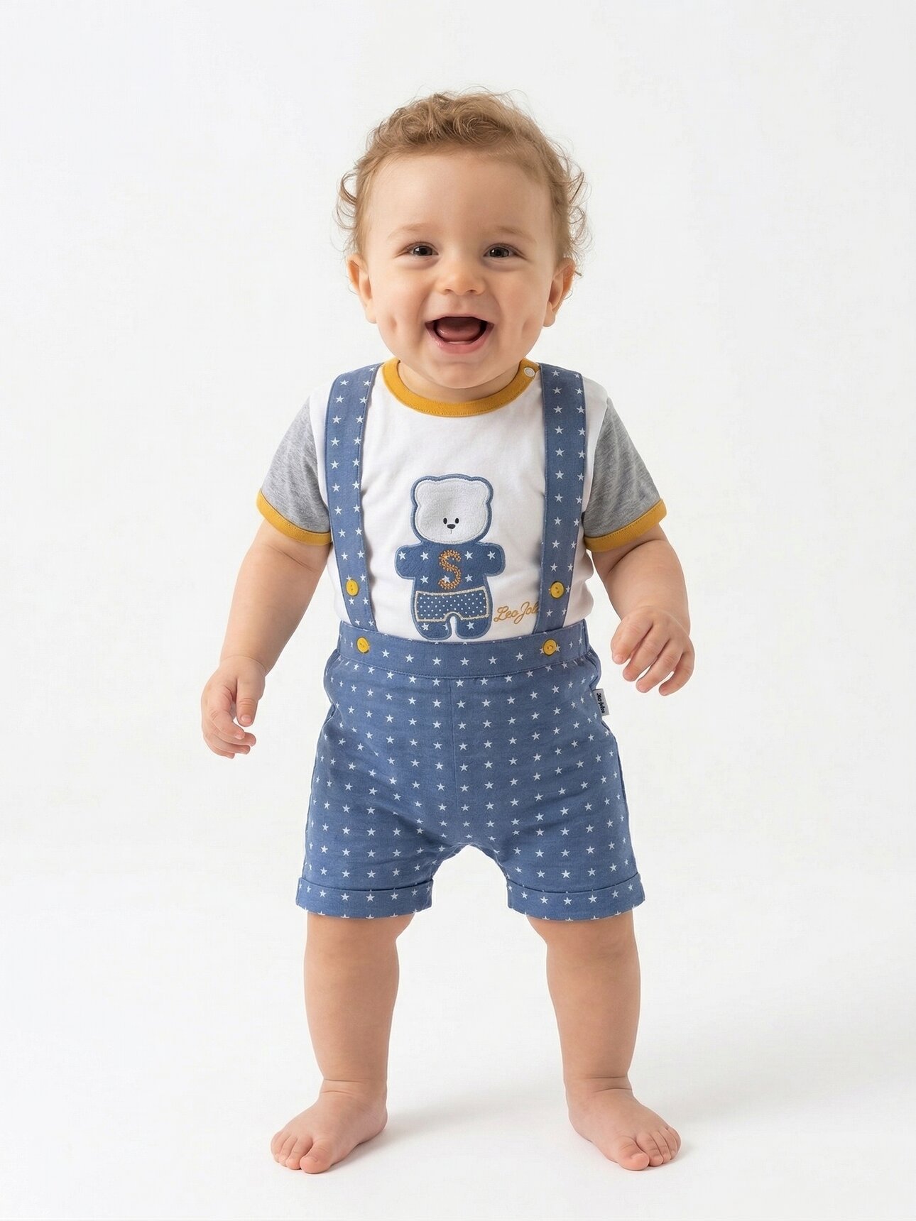 Yazlık Omuzdan Çıtçıtlı Salopet Tulum 2li Badili Erkek Bebek Takım