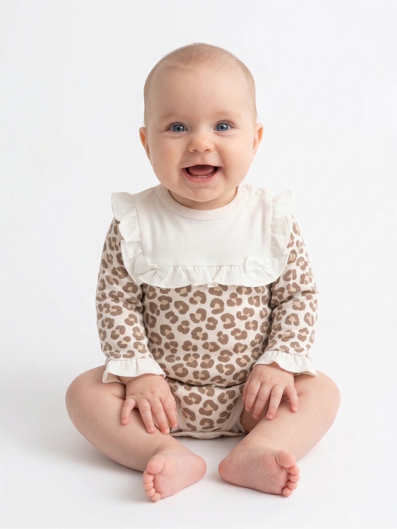 Pamuk Sevimli Leopar Desenli Kız Bebek Zıbın