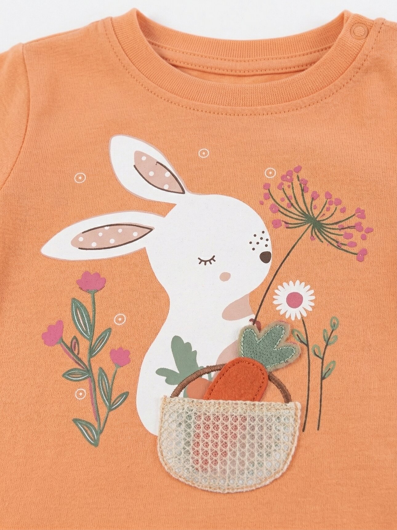 Pamuklu Organik Tavşan Detaylı Kız Bebek 2li Şortlu Takım