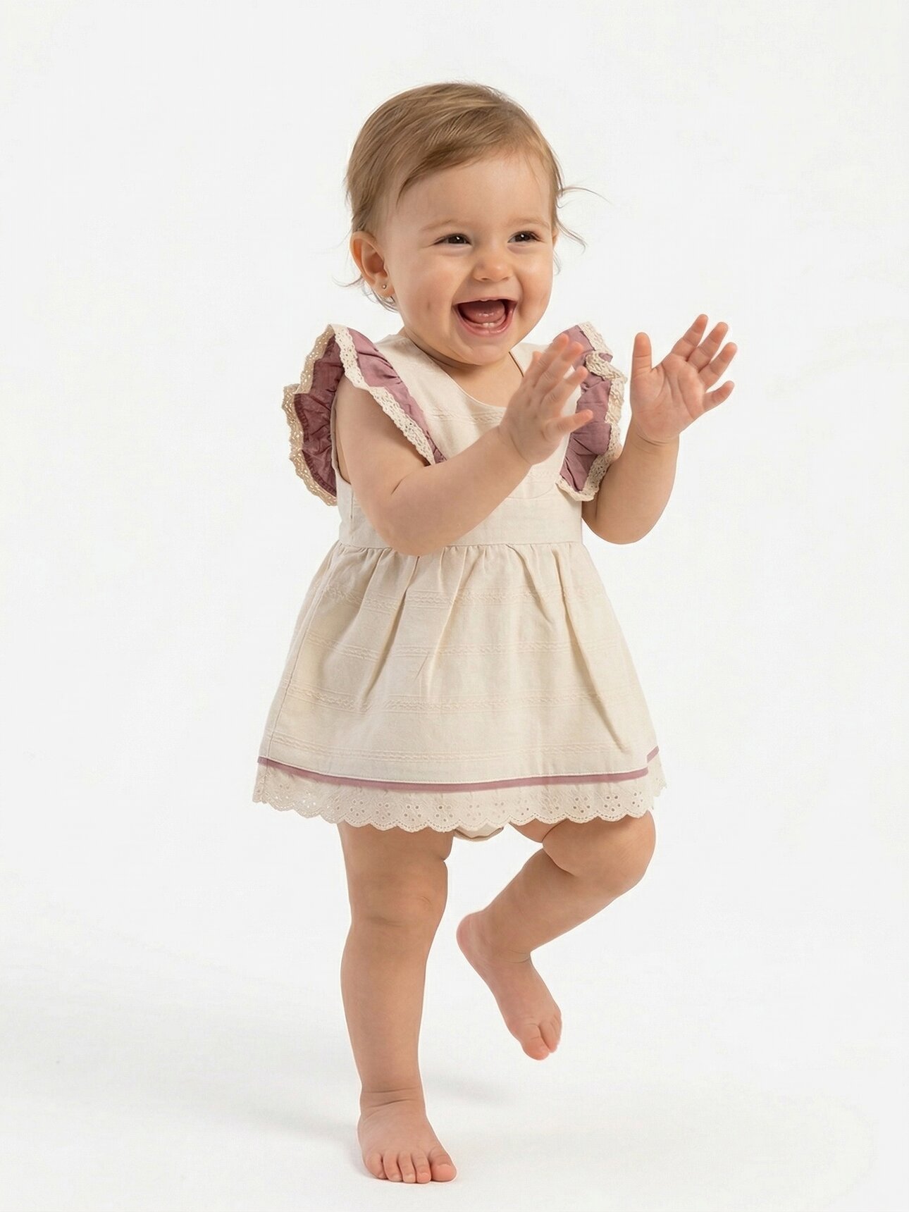 Pamuklu Dantel Detaylı Kız Bebek Elbise