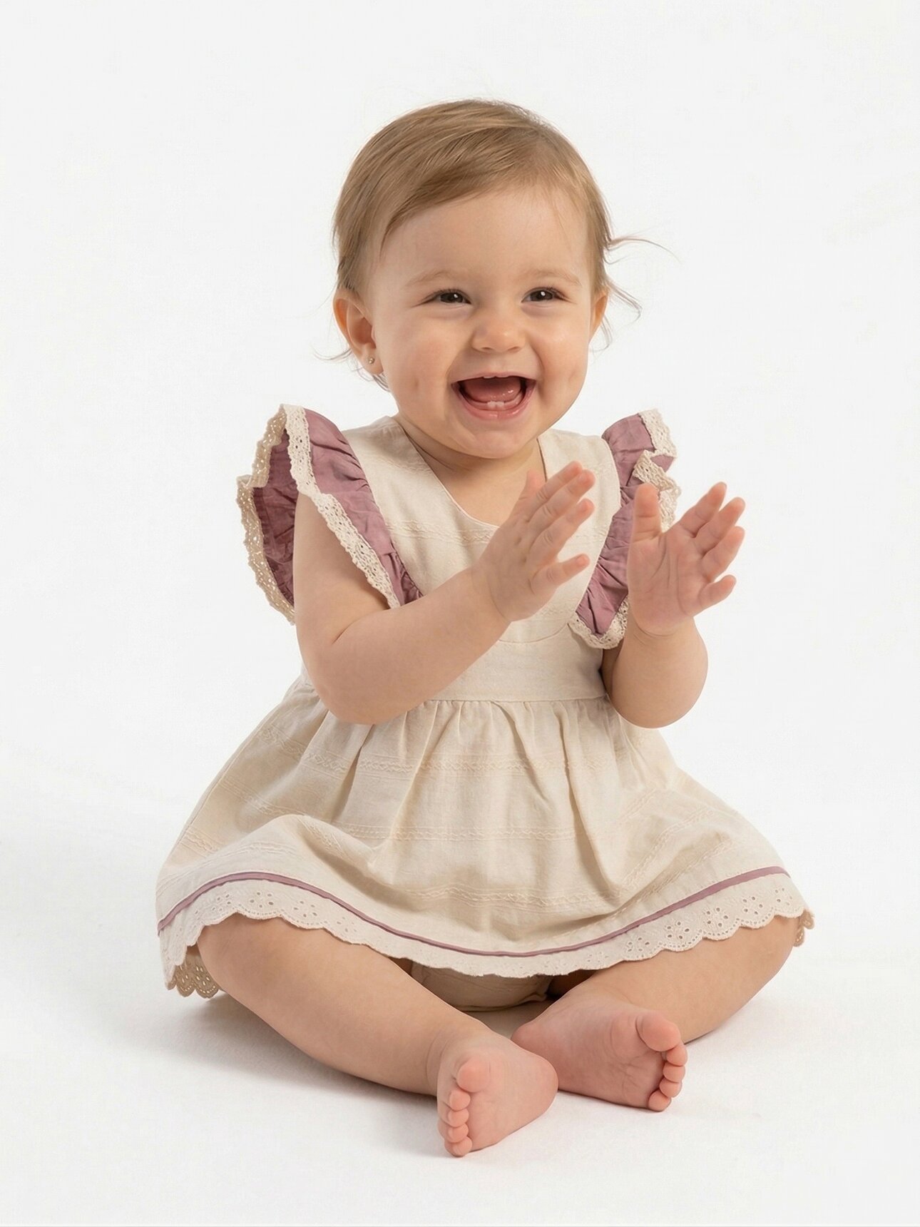 Pamuklu Dantel Detaylı Kız Bebek Elbise