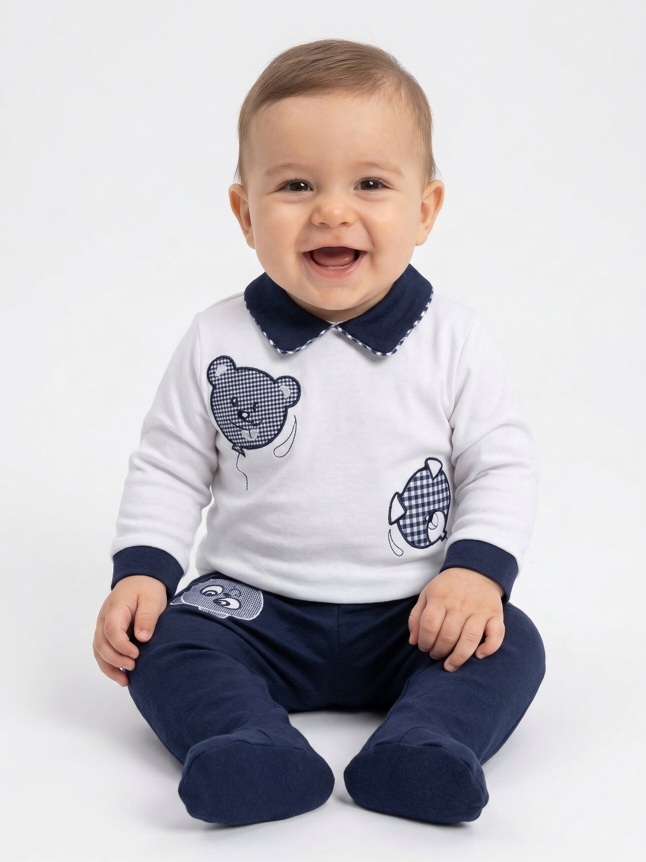 Polo Yaka Pamuklu Organik  2li Erkek Bebek Takım