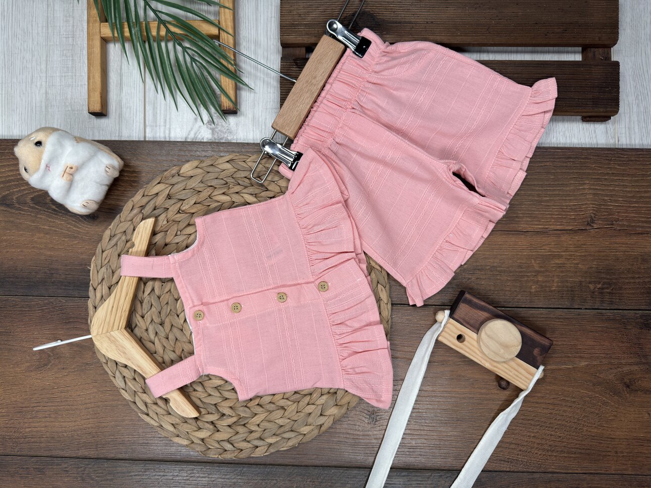 Organik Pamuklu Keten Kız Çocuk 2li Takım Kız Bebek 2li Takım