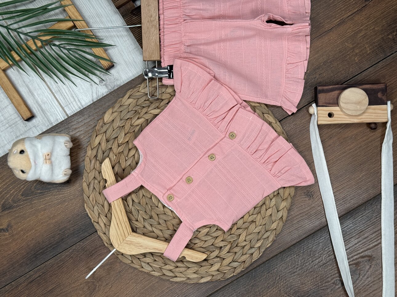 Organik Pamuklu Keten Kız Çocuk 2li Takım Kız Bebek 2li Takım