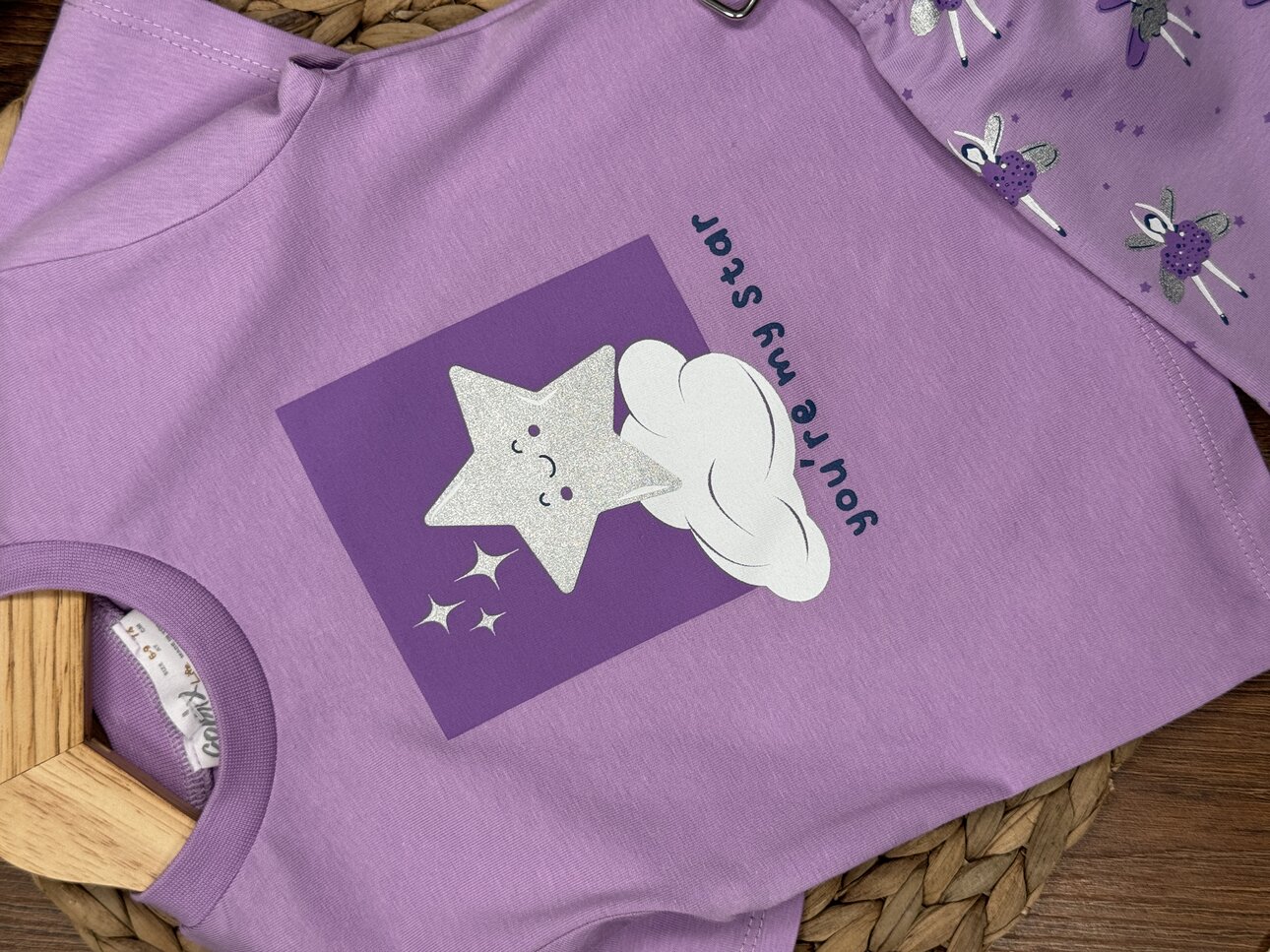 Pamuk Yıldız Desenli Kız Bebek Şortlu 2li Takım