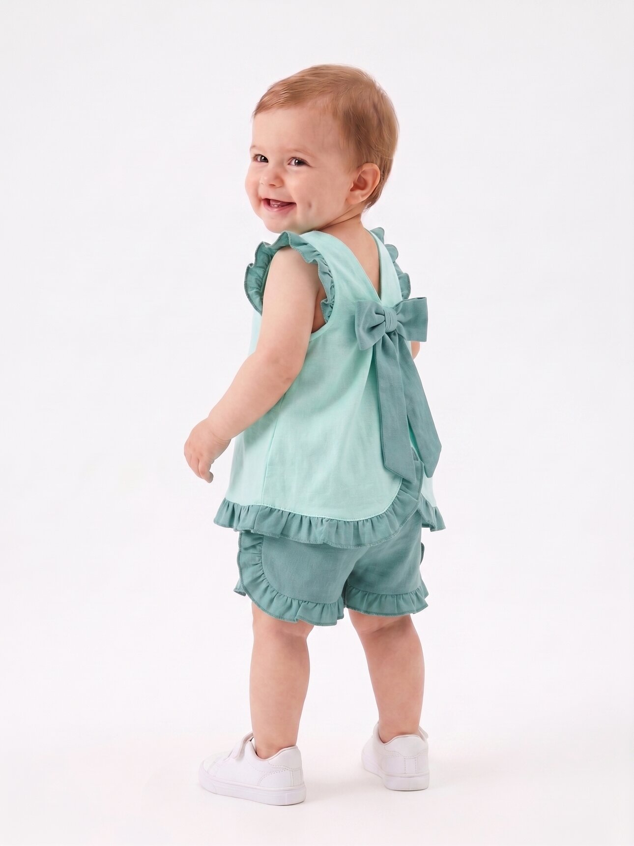 Pamuklu Kelebek Desenli 2li Kız Bebek Takım