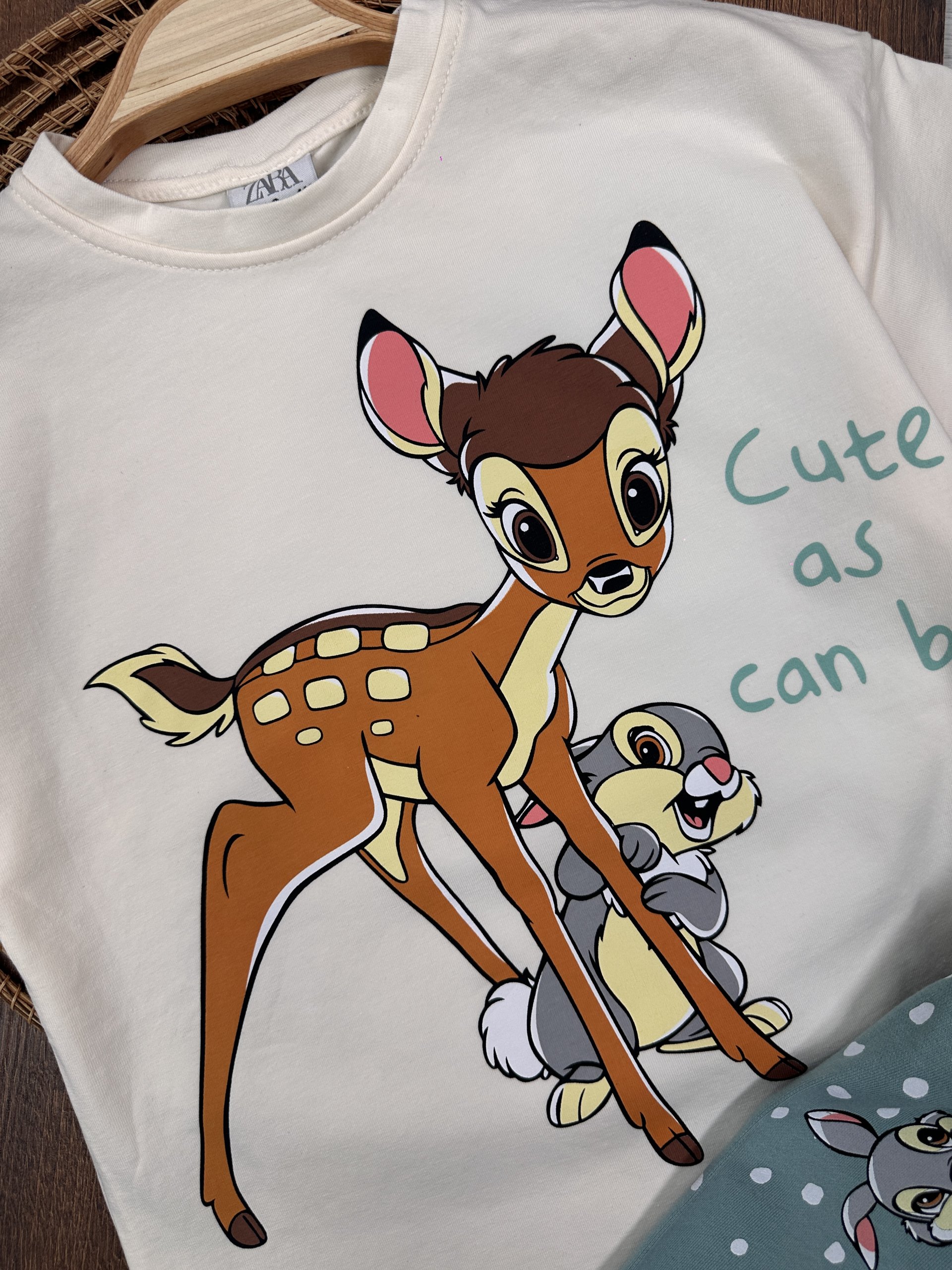Yazlık Pamuklu Bambi Desenli Kiz Bebek 2li Takım