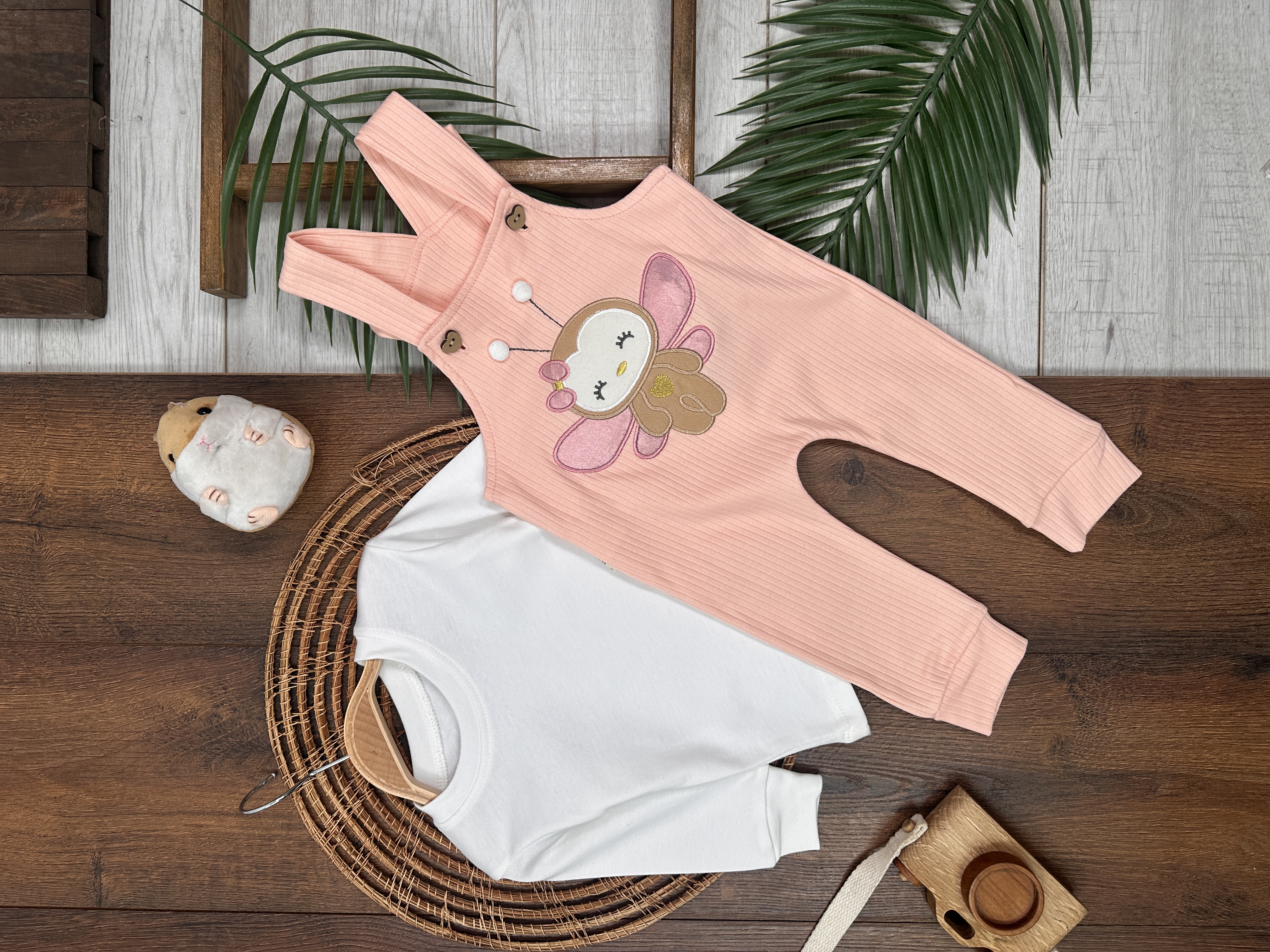 Pembe Renk Kız Bebek & Çocuk Pamuklu 2 Parça Tulum