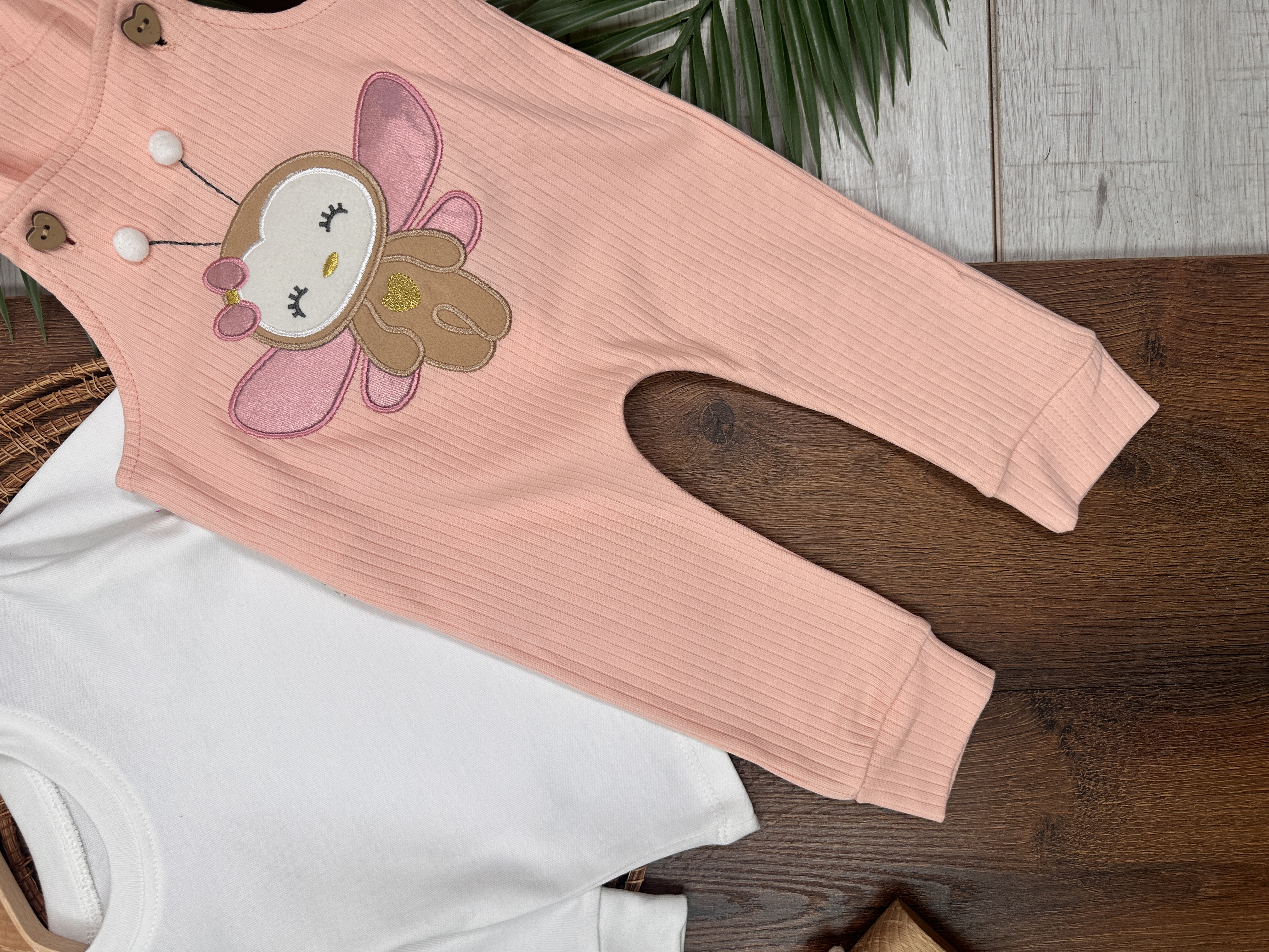Pembe Renk Kız Bebek & Çocuk Pamuklu 2 Parça Tulum