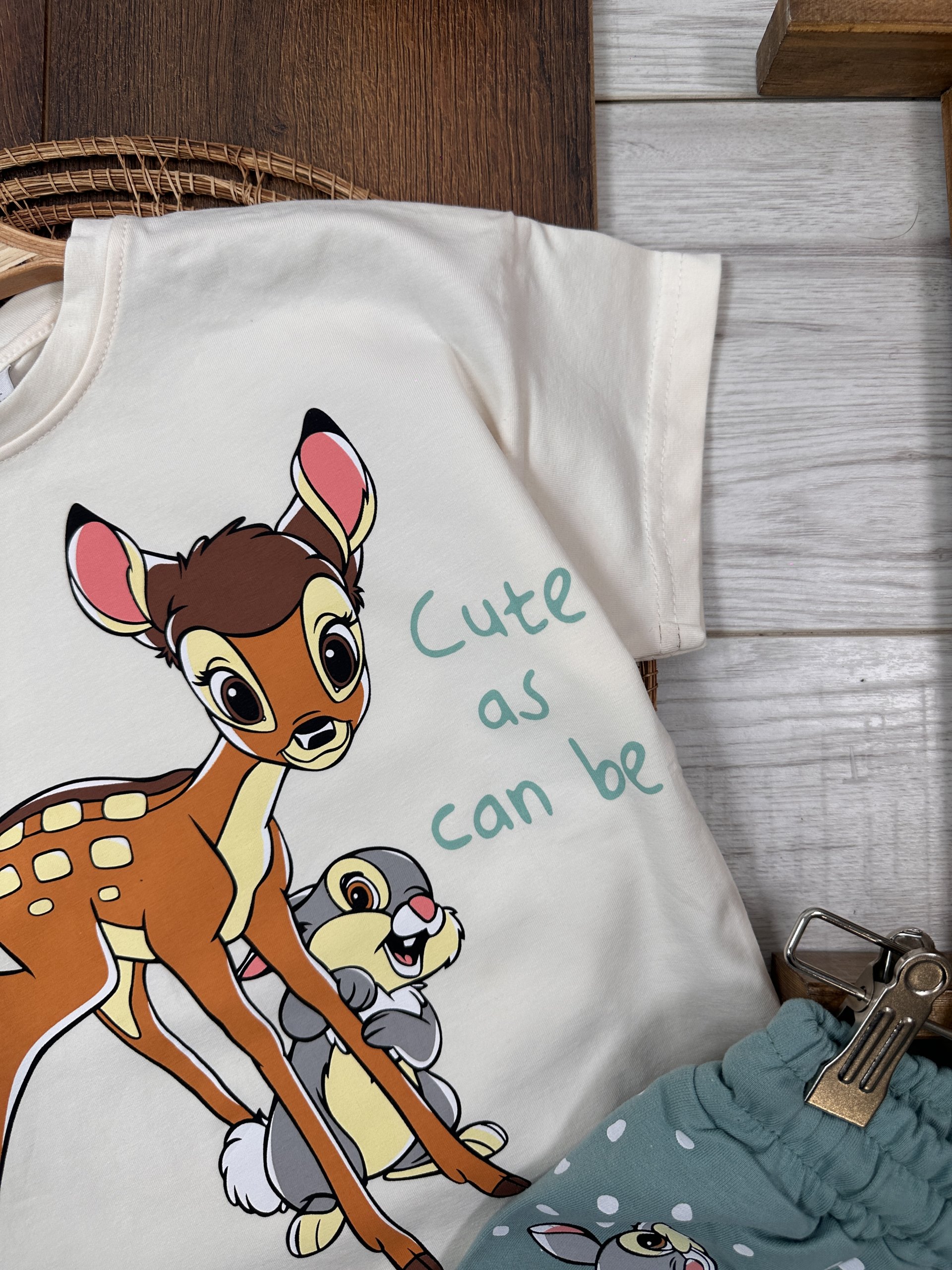 Yazlık Pamuklu Bambi Desenli Kiz Bebek 2li Takım